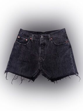 Levi's 501 Black Denim Cutoff Frayed Shorts